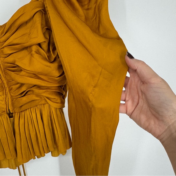 Ulla Johnson Mustard Yellow Ruched Blouse - Picture 6 of 12